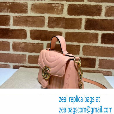 Gucci GG Marmont Mini Top Handle Bag 547260 Leather Peach - Click Image to Close