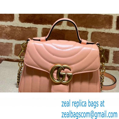 Gucci GG Marmont Mini Top Handle Bag 547260 Leather Peach - Click Image to Close