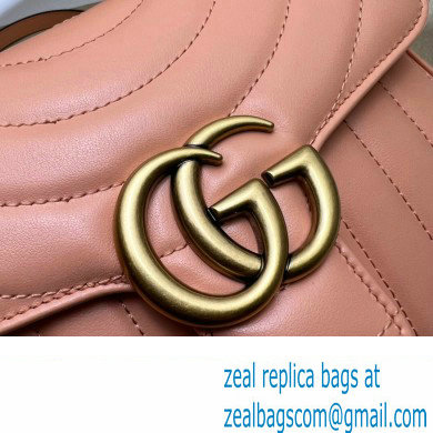 Gucci GG Marmont Mini Top Handle Bag 547260 Leather Peach - Click Image to Close