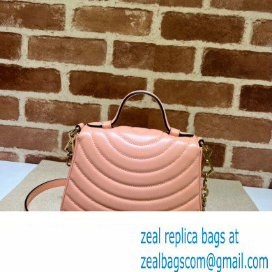 Gucci GG Marmont Mini Top Handle Bag 547260 Leather Peach - Click Image to Close