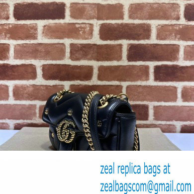 Gucci GG Marmont Mini shoulder bag 446744 Leather Black with small Double G studs 2024 - Click Image to Close