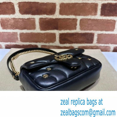 Gucci GG Marmont Mini shoulder bag 446744 Leather Black with small Double G studs 2024