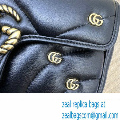 Gucci GG Marmont Mini shoulder bag 446744 Leather Black with small Double G studs 2024