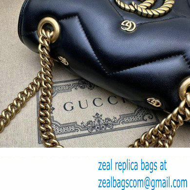 Gucci GG Marmont Mini shoulder bag 446744 Leather Black with small Double G studs 2024 - Click Image to Close