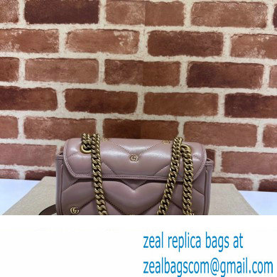 Gucci GG Marmont Mini shoulder bag 446744 Leather Nude Pink with small Double G studs 2024 - Click Image to Close