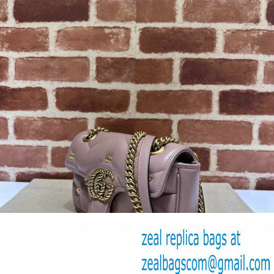 Gucci GG Marmont Mini shoulder bag 446744 Leather Nude Pink with small Double G studs 2024