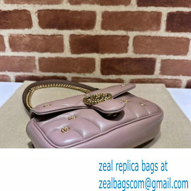 Gucci GG Marmont Mini shoulder bag 446744 Leather Nude Pink with small Double G studs 2024 - Click Image to Close