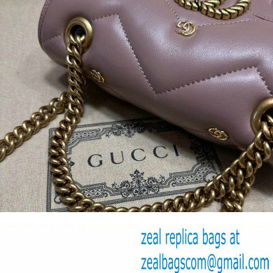 Gucci GG Marmont Mini shoulder bag 446744 Leather Nude Pink with small Double G studs 2024