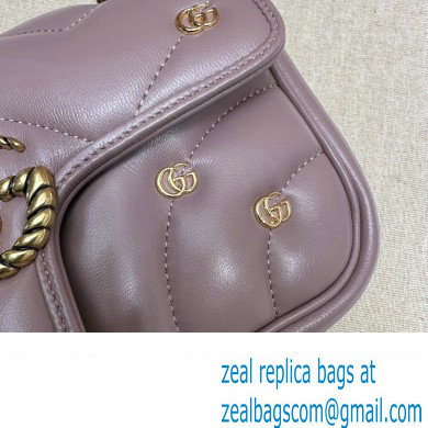 Gucci GG Marmont Mini shoulder bag 446744 Leather Nude Pink with small Double G studs 2024 - Click Image to Close