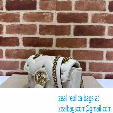 Gucci GG Marmont Mini shoulder bag 446744 Leather White with small Double G studs 2024