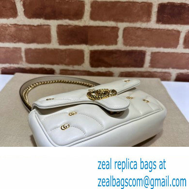 Gucci GG Marmont Mini shoulder bag 446744 Leather White with small Double G studs 2024 - Click Image to Close