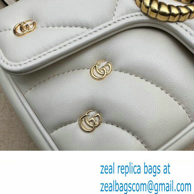 Gucci GG Marmont Mini shoulder bag 446744 Leather White with small Double G studs 2024 - Click Image to Close