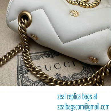 Gucci GG Marmont Mini shoulder bag 446744 Leather White with small Double G studs 2024 - Click Image to Close