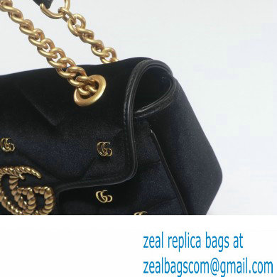 Gucci GG Marmont Mini shoulder bag 446744 velvet Black with small Double G studs 2024 - Click Image to Close