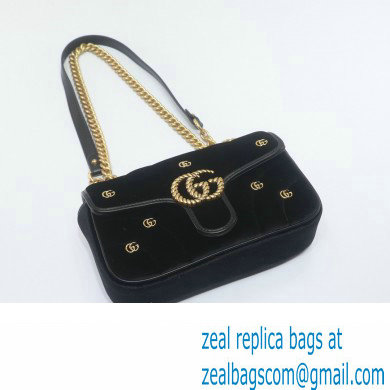 Gucci GG Marmont Mini shoulder bag 446744 velvet Black with small Double G studs 2024