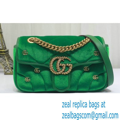 Gucci GG Marmont Mini shoulder bag 446744 velvet Green with small Double G studs 2024