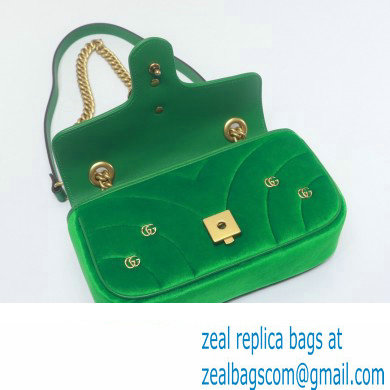 Gucci GG Marmont Mini shoulder bag 446744 velvet Green with small Double G studs 2024 - Click Image to Close