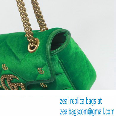 Gucci GG Marmont Mini shoulder bag 446744 velvet Green with small Double G studs 2024 - Click Image to Close