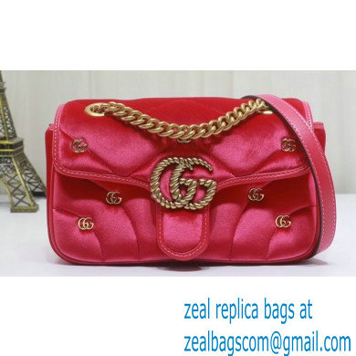 Gucci GG Marmont Mini shoulder bag 446744 velvet Pink with small Double G studs 2024 - Click Image to Close