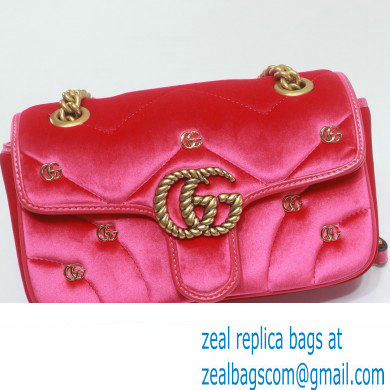 Gucci GG Marmont Mini shoulder bag 446744 velvet Pink with small Double G studs 2024 - Click Image to Close