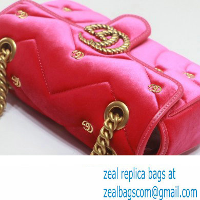 Gucci GG Marmont Mini shoulder bag 446744 velvet Pink with small Double G studs 2024 - Click Image to Close