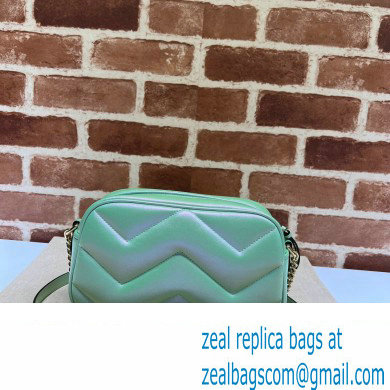 Gucci GG Marmont Small shoulder Camera Bag 447632 iridescent quilted chevron leather Green - Click Image to Close