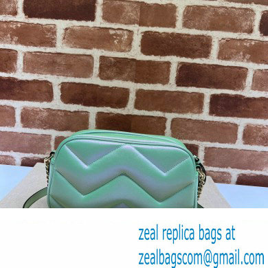 Gucci GG Marmont Small shoulder Camera Bag 447632 iridescent quilted chevron leather Green