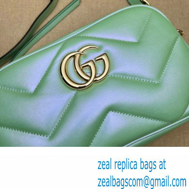 Gucci GG Marmont Small shoulder Camera Bag 447632 iridescent quilted chevron leather Green