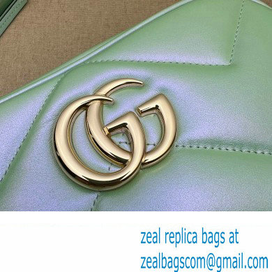 Gucci GG Marmont Small shoulder Camera Bag 447632 iridescent quilted chevron leather Green - Click Image to Close