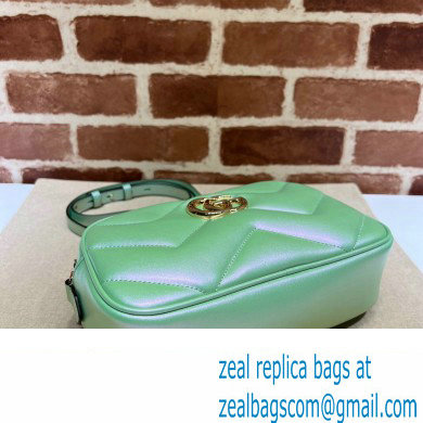 Gucci GG Marmont Small shoulder Camera Bag 447632 iridescent quilted chevron leather Green