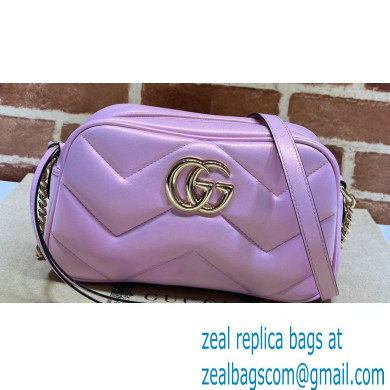 Gucci GG Marmont Small shoulder Camera Bag 447632 iridescent quilted chevron leather Pink