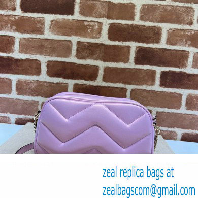 Gucci GG Marmont Small shoulder Camera Bag 447632 iridescent quilted chevron leather Pink