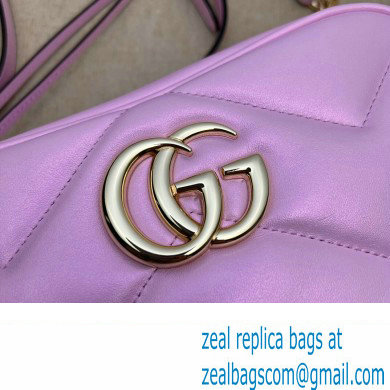 Gucci GG Marmont Small shoulder Camera Bag 447632 iridescent quilted chevron leather Pink