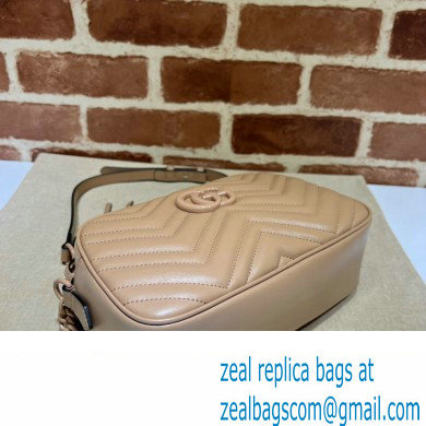 Gucci GG Marmont Small shoulder Camera Bag 447632 leather Nude with Brass hardware - Click Image to Close