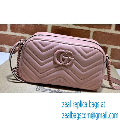 Gucci GG Marmont Small shoulder Camera Bag 447632 leather Pink with Brass hardware