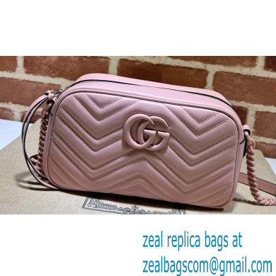 Gucci GG Marmont Small shoulder Camera Bag 447632 leather Pink with Brass hardware - Click Image to Close