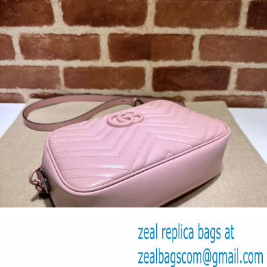 Gucci GG Marmont Small shoulder Camera Bag 447632 leather Pink with Brass hardware - Click Image to Close