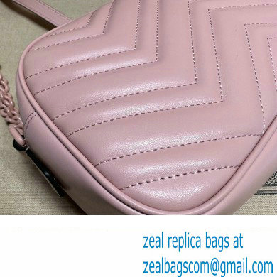 Gucci GG Marmont Small shoulder Camera Bag 447632 leather Pink with Brass hardware - Click Image to Close