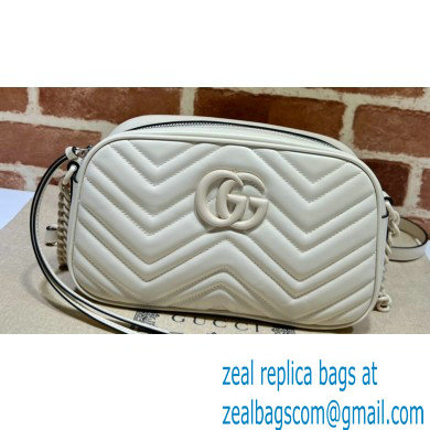 Gucci GG Marmont Small shoulder Camera Bag 447632 leather White with Brass hardware