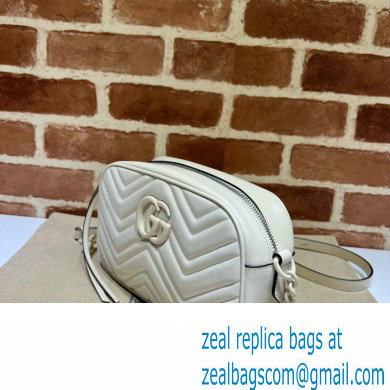 Gucci GG Marmont Small shoulder Camera Bag 447632 leather White with Brass hardware - Click Image to Close