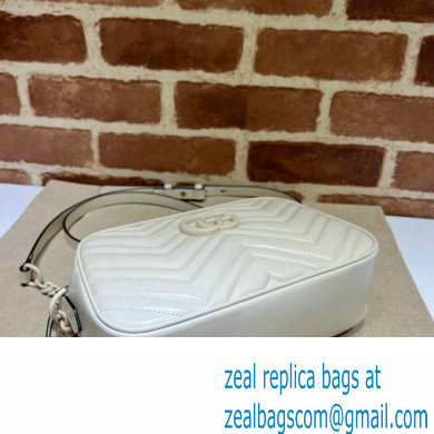 Gucci GG Marmont Small shoulder Camera Bag 447632 leather White with Brass hardware - Click Image to Close
