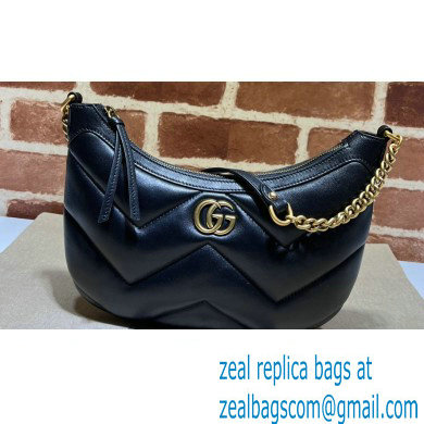 Gucci GG Marmont Small shoulder bag 777263 chevron leather Black