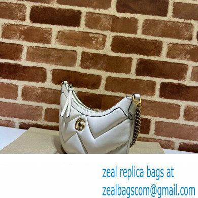 Gucci GG Marmont Small shoulder bag 777263 chevron leather White