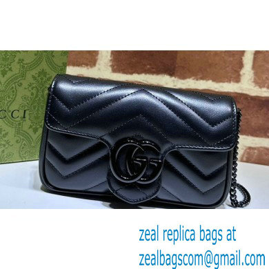 Gucci GG Marmont Super Mini shoulder bag 476433 leather Black with Brass hardware 2024 - Click Image to Close