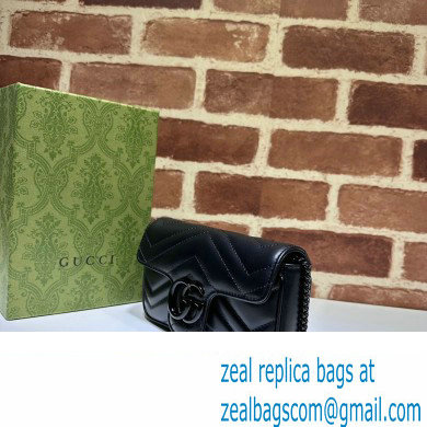 Gucci GG Marmont Super Mini shoulder bag 476433 leather Black with Brass hardware 2024 - Click Image to Close