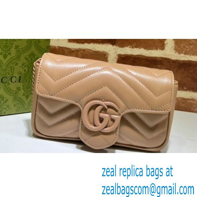 Gucci GG Marmont Super Mini shoulder bag 476433 leather Nude with Brass hardware 2024 - Click Image to Close