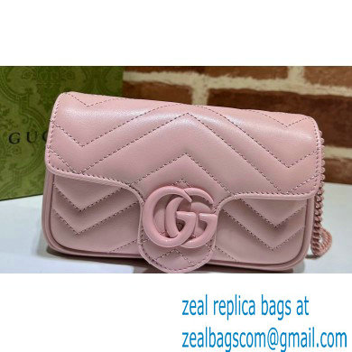 Gucci GG Marmont Super Mini shoulder bag 476433 leather Pink with Brass hardware 2024