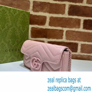Gucci GG Marmont Super Mini shoulder bag 476433 leather Pink with Brass hardware 2024 - Click Image to Close