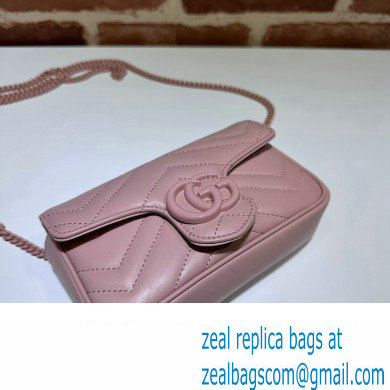 Gucci GG Marmont Super Mini shoulder bag 476433 leather Pink with Brass hardware 2024 - Click Image to Close