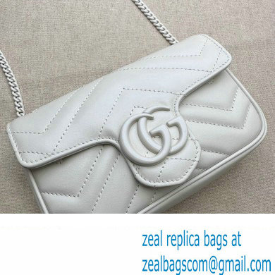 Gucci GG Marmont Super Mini shoulder bag 476433 leather White with Brass hardware 2024 - Click Image to Close